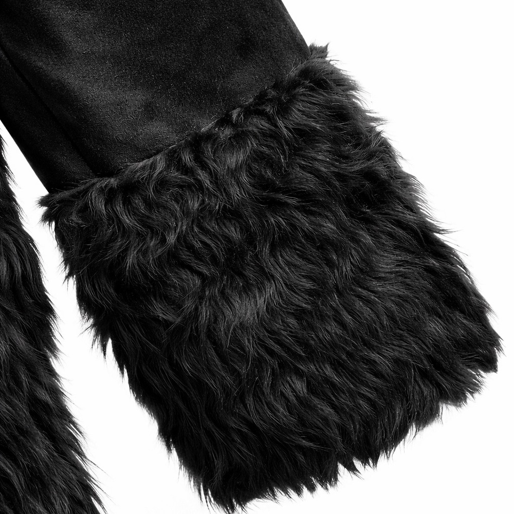 Black Fur Leather Chic Layering Coat M/L NWT High End Designer Statement Luxury - Picture 11 of 14